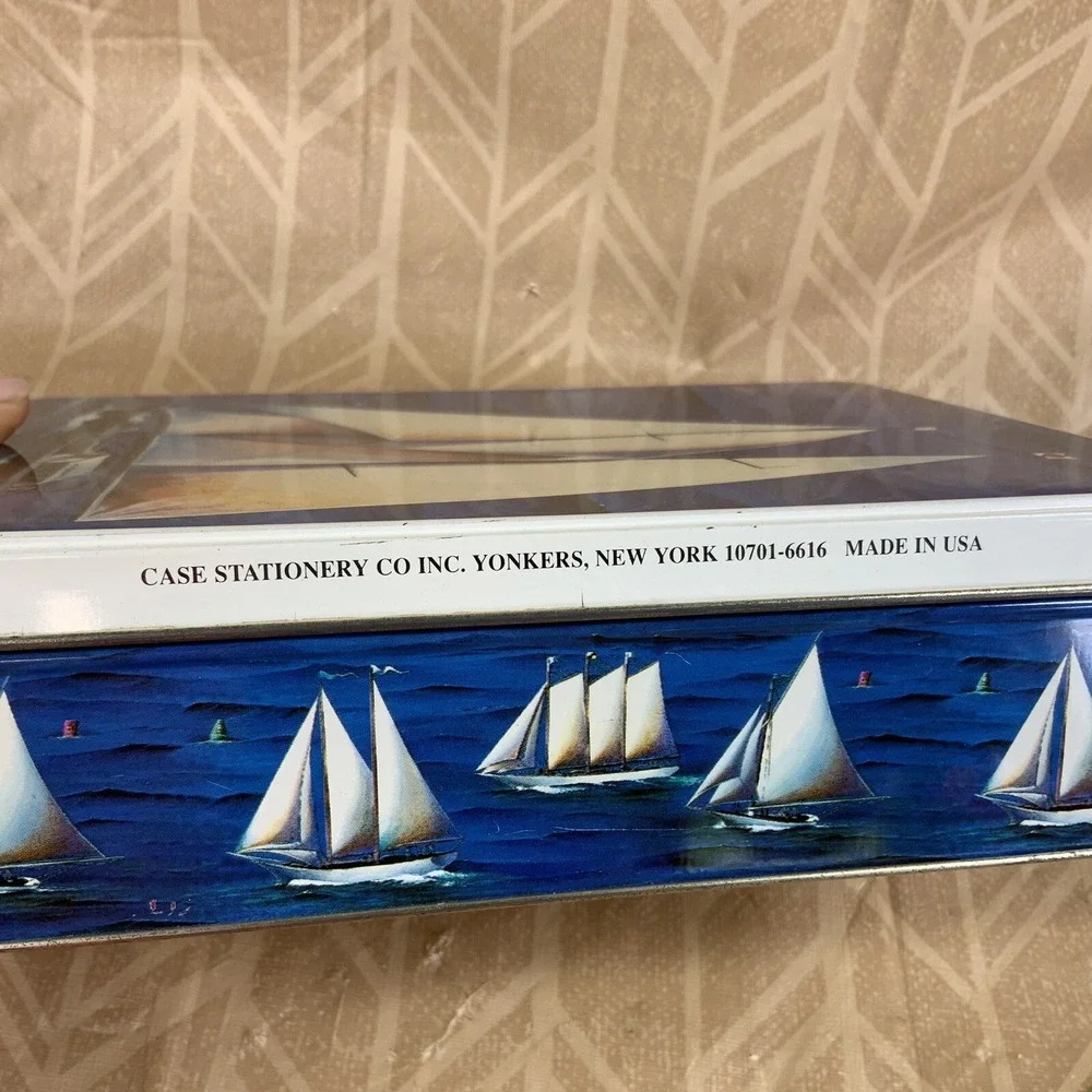 Vintage Collectible Nautical Sailing Sailboats Tin Metal Box By Stephen Lawrence